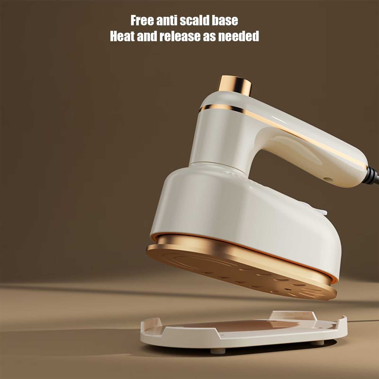 Portable white mini ironing machine with foldable design and steam function for travel and fabric care