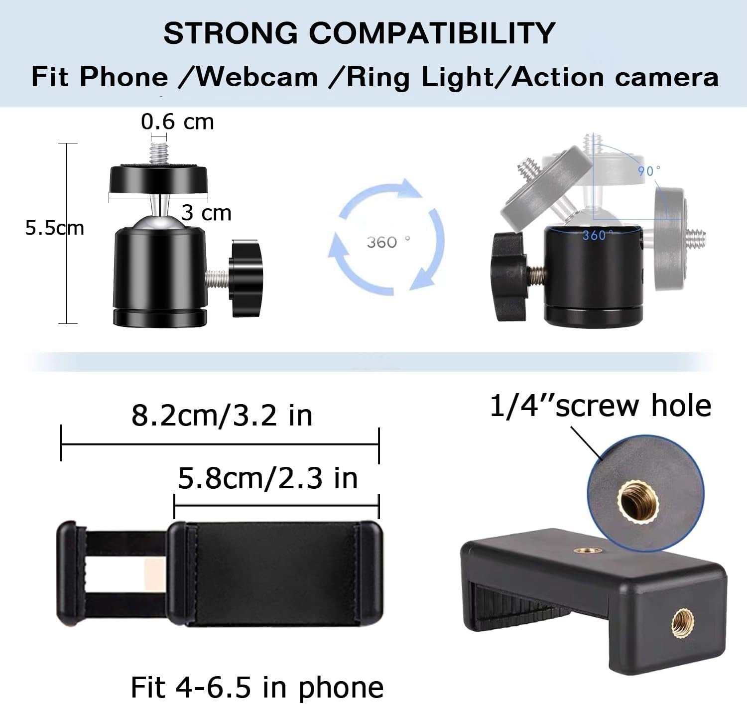 Overhead Video Mount Articulating Arm Cell Phone Holder Webcam Stand Lazy Desk