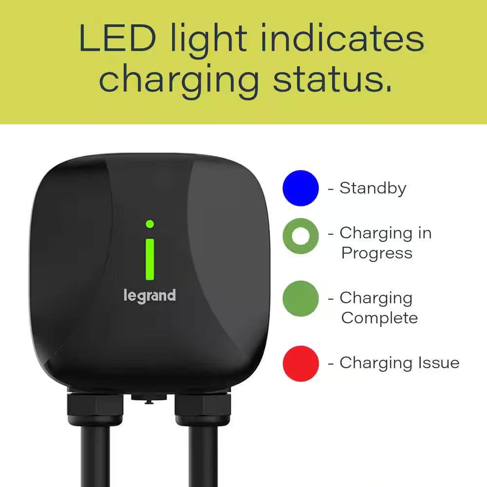 Plug-In 40 Amp 9.6Kw Level 2 EV Charger for Home, 14-50P Plug, Indoor/Outdoor, Black