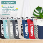 Dark grey 90L large foldable laundry basket with padded handles and waterproof fabric