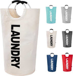90L large dark grey foldable laundry basket with padded handles and waterproof fabric standing upright