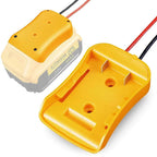 Power Connector DIY Battery Adapter Holder Dock for Dewalt 18V/20V Max Battery with yellow ABS plastic housing and 12 AWG cables