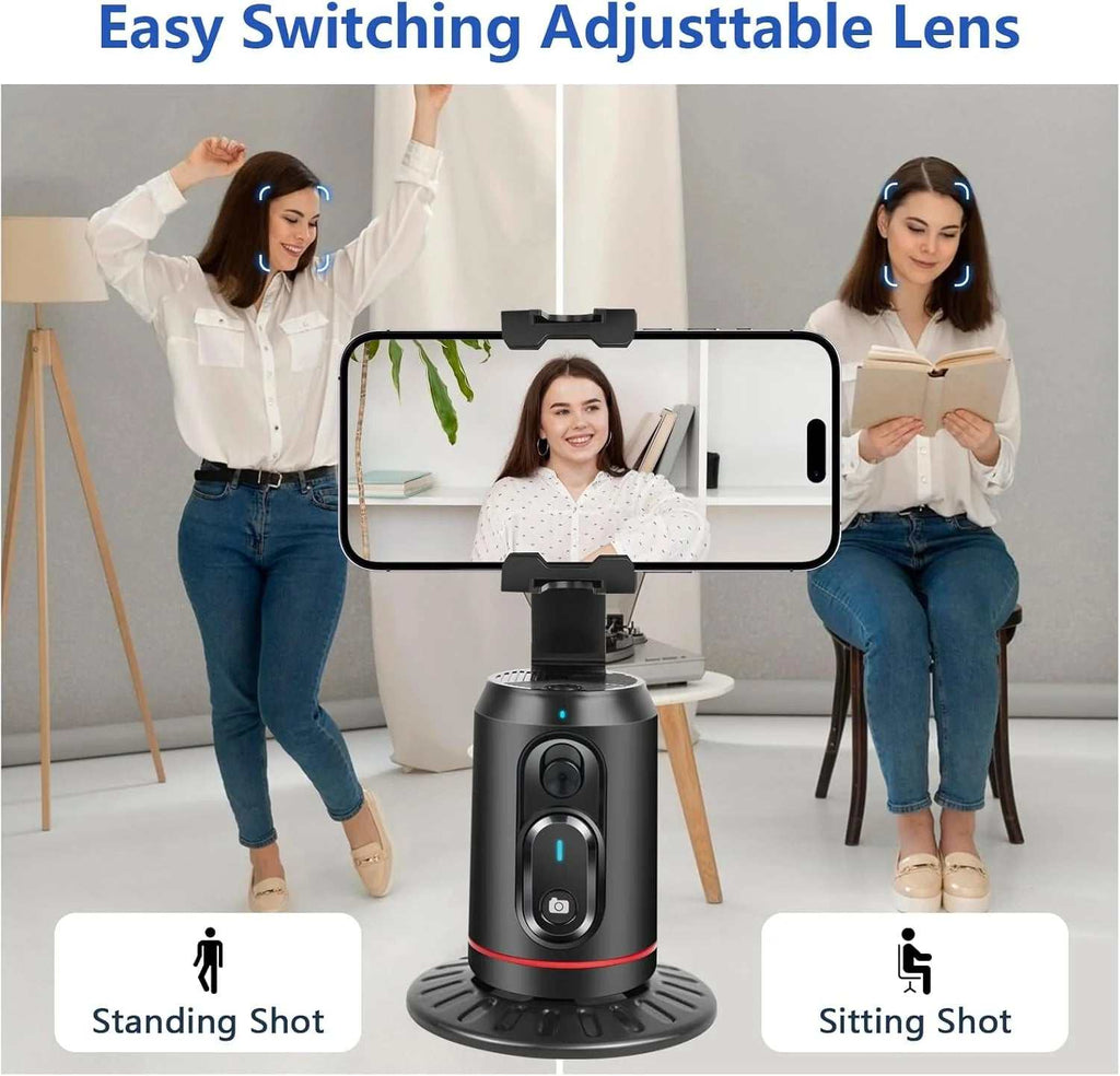 Trípode De Seguimiento Facial Automático, Soporte De Teléfono Con Seguimiento Automático Giratorio De 360° AI Smarts, No Se Requiere Aplicación, Soporte De Cámara Con Control Remoto Y Luces De Relleno RGB, Soporte De Disparo Recargable Para Grabación De Video En Vivo Tiktok