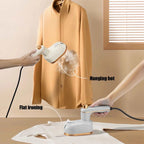 Compact white mini ironing machine with foldable design and steam function for travel and fabric care
