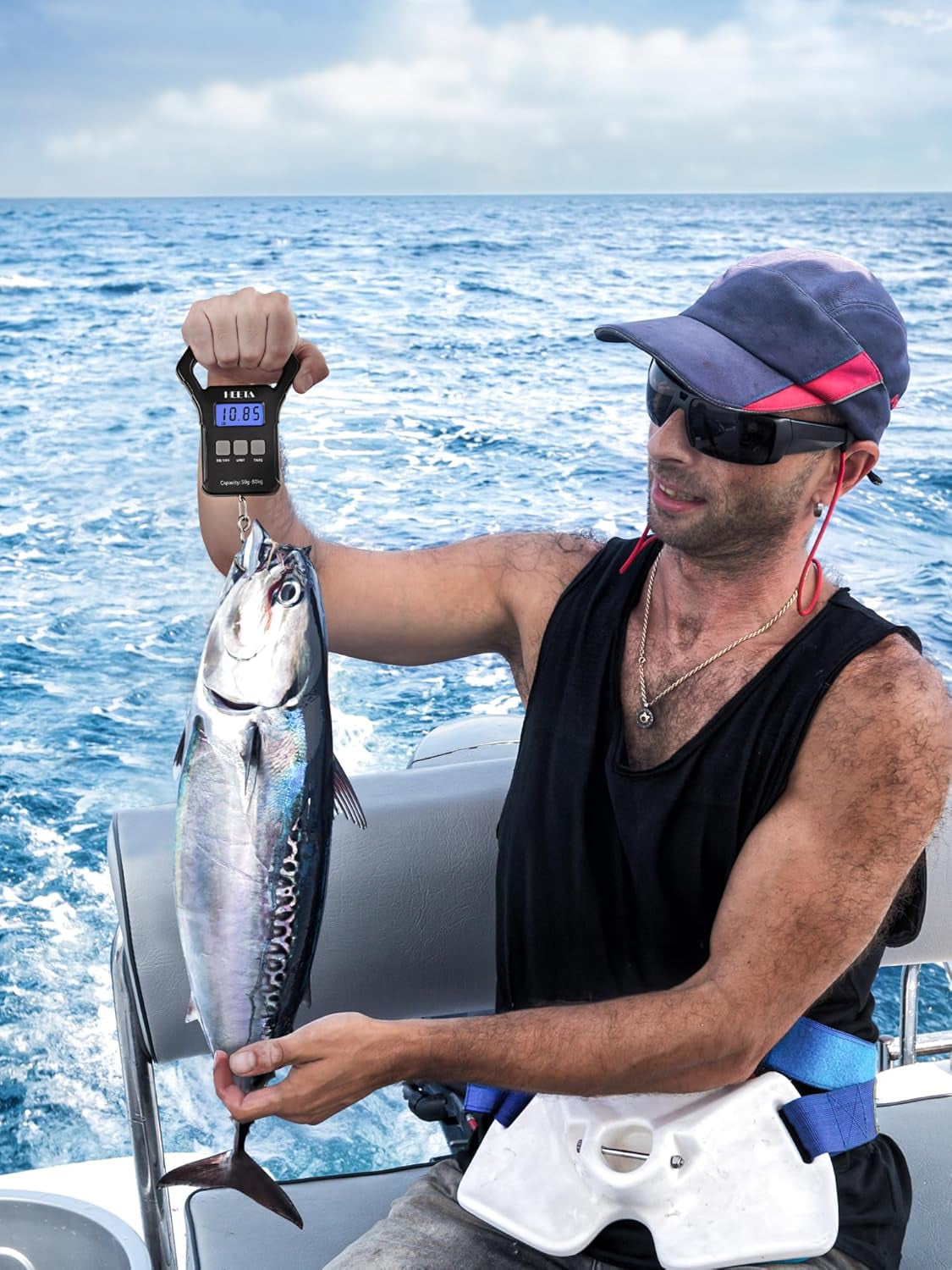 Fish Scale, 110Lb/50Kg Digital Portable Hanging Fishing Weight Scale with Backli