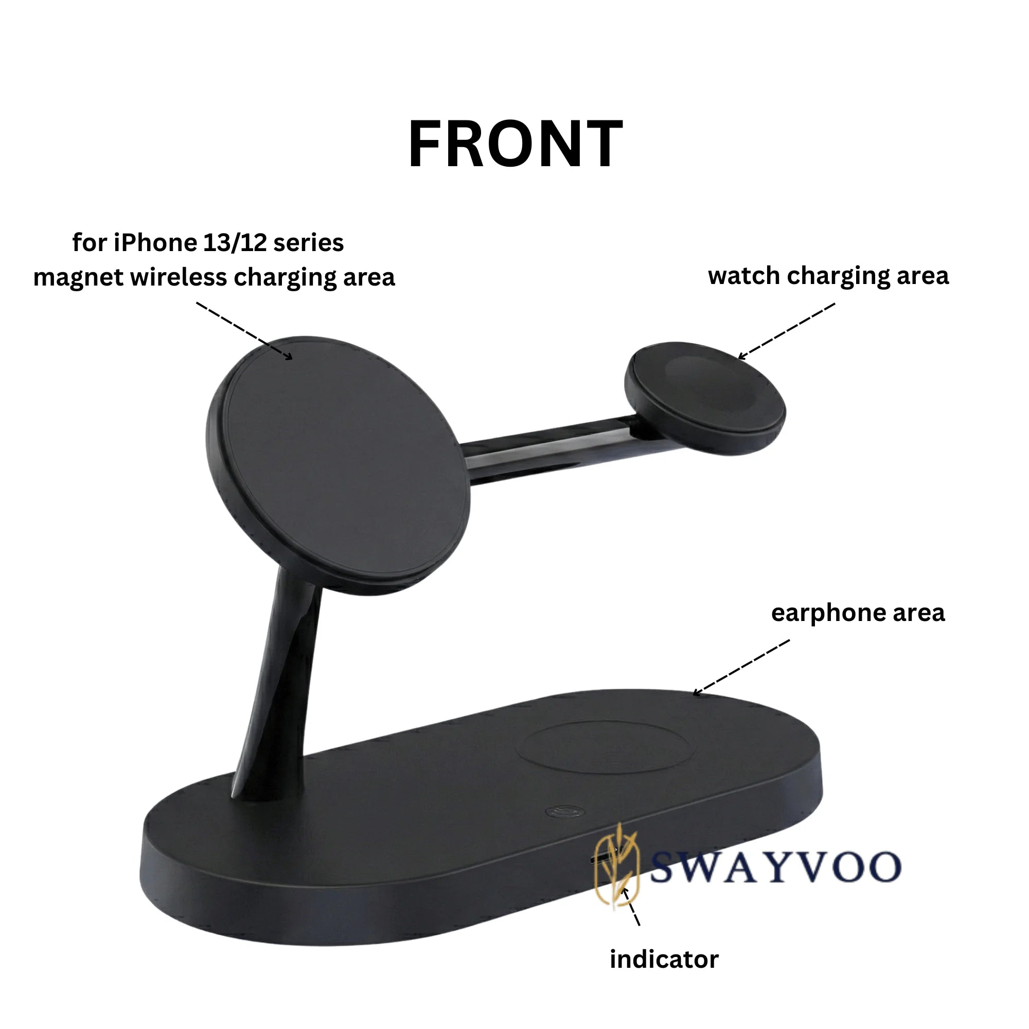 3-In-1 Wireless Charging Station — 15W Fast Charger for Iphone 17 16 15 14 13 12, Apple Watch, Airpods Apple Mutiple Devices