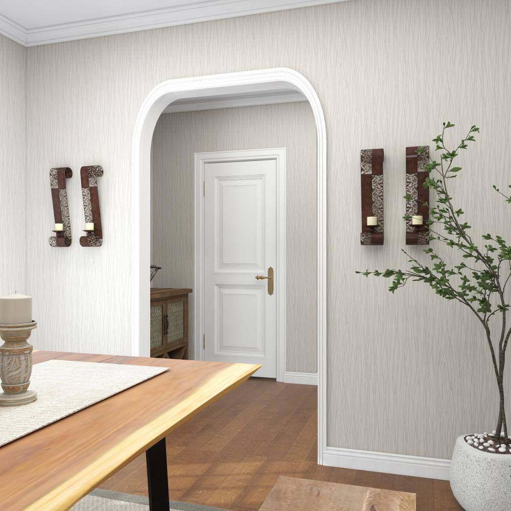 Brown Metal Leaf Wall Sconce with Scroll Designs (2- Pack)