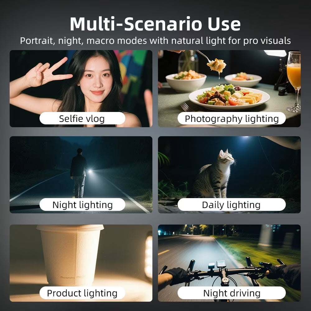 Magnetic Fill Light for Pocket 3, 8700K Action Camera Fill Light Attachment with 3 Color Modes Adjustable Brightness Fast Charging and IPX4 Waterproof for DJI Osmo Action 5 Pro/4
