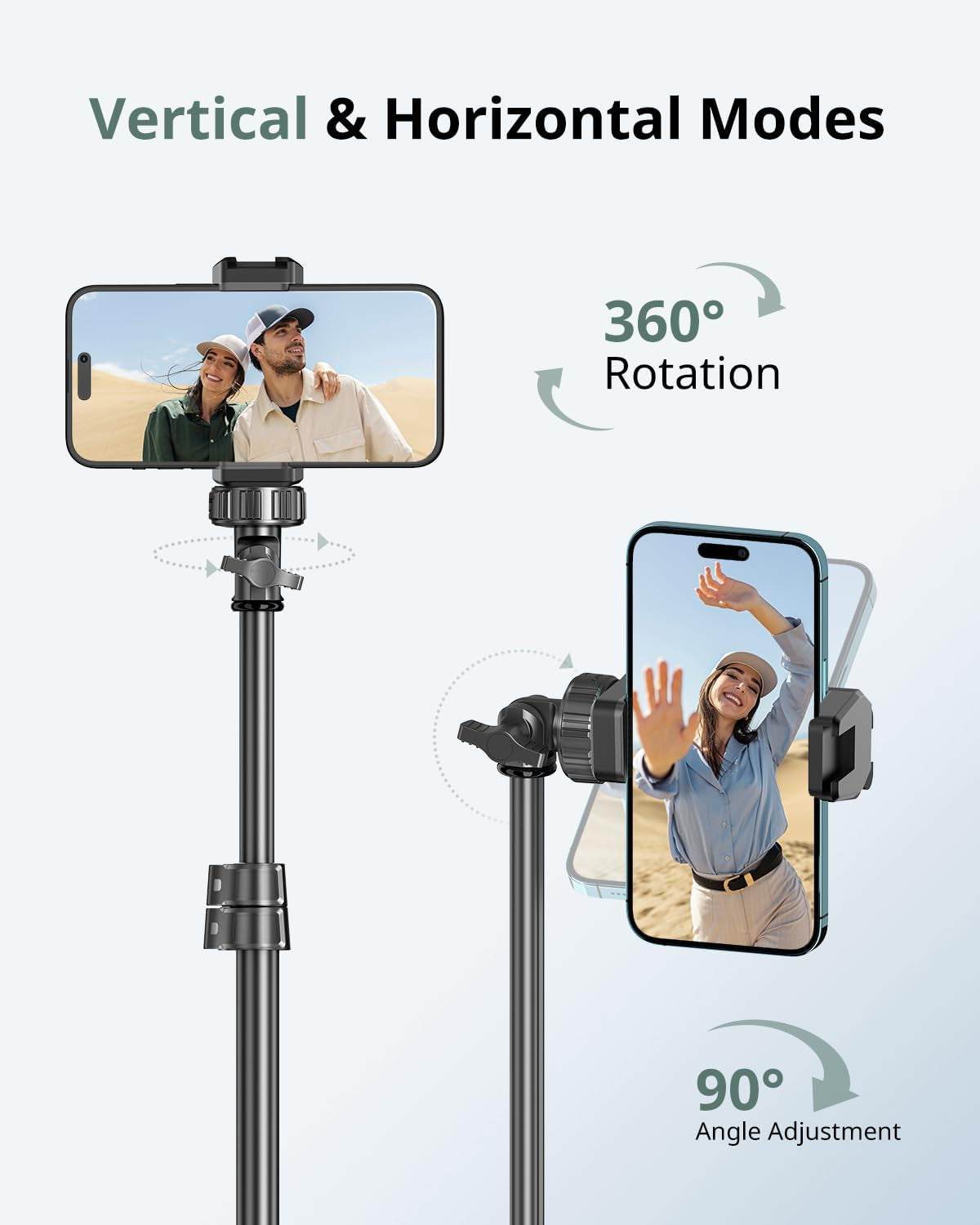 62" Phone Tripod & Selfie Stick, Extendable Cell Phone Tripod Stand with Wireless Remote and Phone Holder, Compatible with Iphone Android Phone, Camera