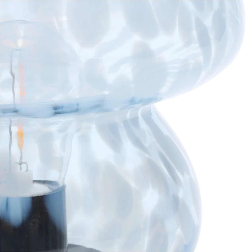 8" Blue Tortoise Glass Battery-Powered Mushroom Table Lamp