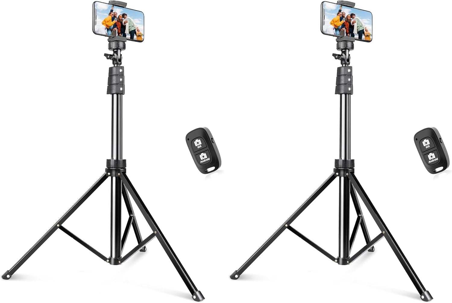62" Phone Tripod & Selfie Stick, Extendable Cell Phone Tripod Stand with Wireless Remote and Phone Holder, Compatible with Iphone Android Phone, Camera