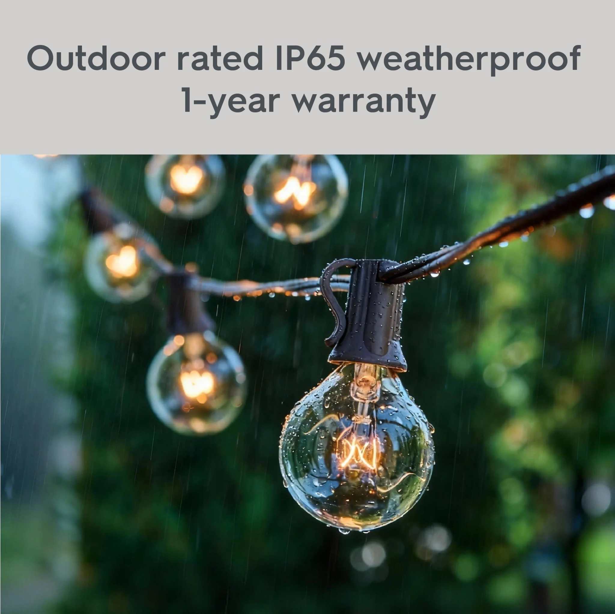 20-Count G40 Clear Glass Globe outdoor patio string lights with brown wire and clear incandescent bulbs