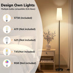 66" Floor Lamps for Living Room with Remote Control 3 Color Temperature Dimmable Standing Lamp Tall Pole Lamps for Bedroom, Office,Black,Bulb Included