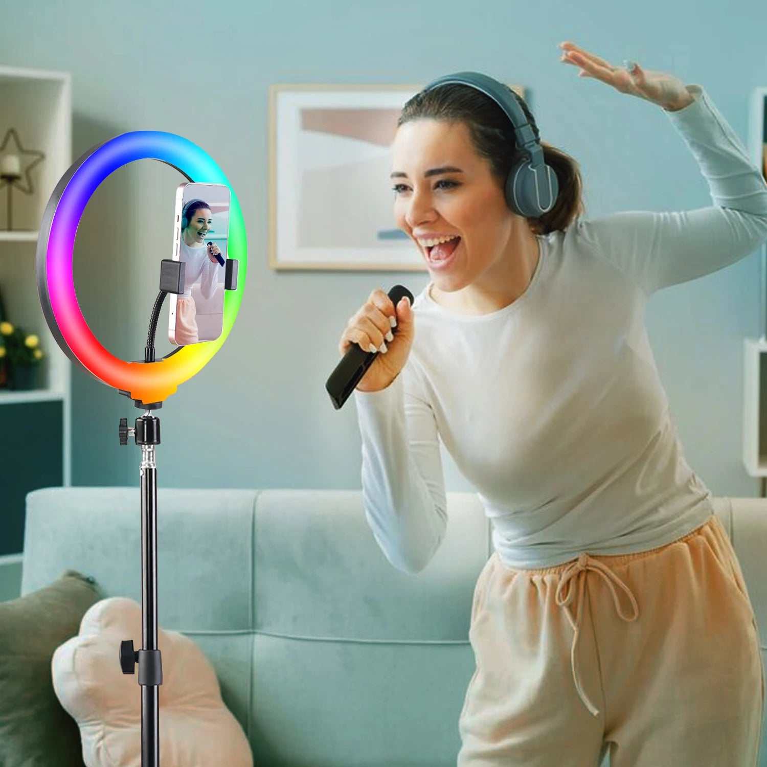 12" Dimmable LED Selfie Ring Light Kit with 110Cm Tripod and Phone Holders - Perfect for Weddings, Parties, Photography