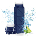 610Ml Foldable Water Bottle: Food-Grade Leakproof Lid, Bpa-Free Silicone. for Travel, Gym, School & Outdoors. (Blue)