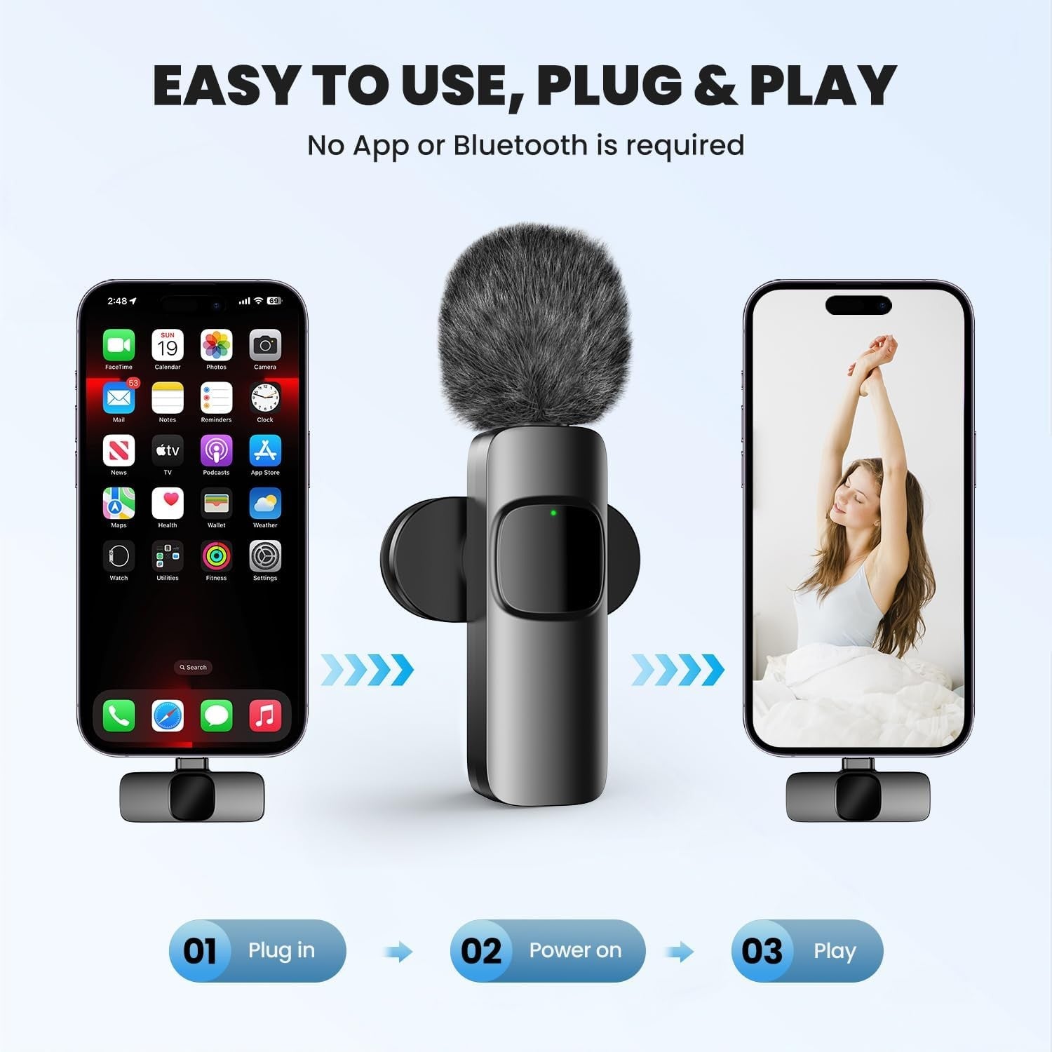 Wireless Lavalier Microphone with Magnetic Clip, Mini Mic for Iphone...