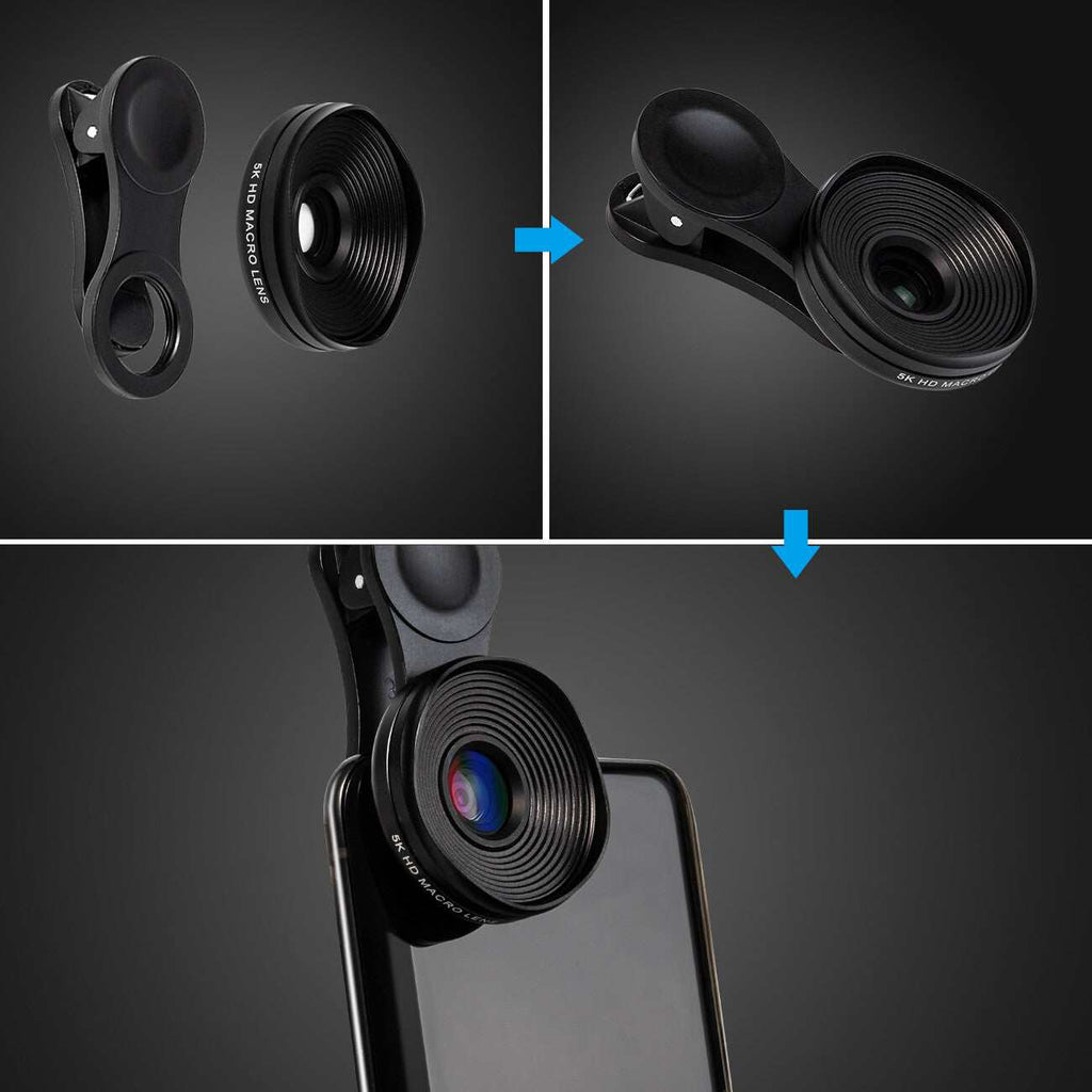 Professional 5K HD Phone Camera Photo Lens 20X Macro Lens Clip on Phone Kit Clip