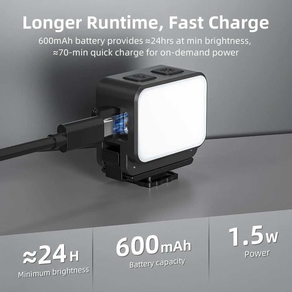 Magnetic Fill Light for Pocket 3, 8700K Action Camera Fill Light Attachment with 3 Color Modes Adjustable Brightness Fast Charging and IPX4 Waterproof for DJI Osmo Action 5 Pro/4