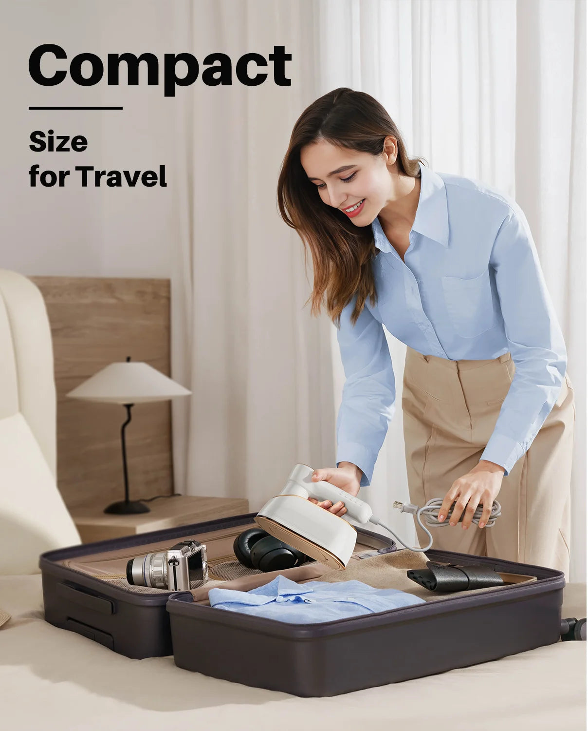 Travel Steamer Iron for Clothes, 1200W Portable Handheld Steamer Iron 4Mode with LCD Display 10S Fast Heating 180° Swivel Handle Powerful Wrinkle Remover, Garment Steamer for Home, Dorm