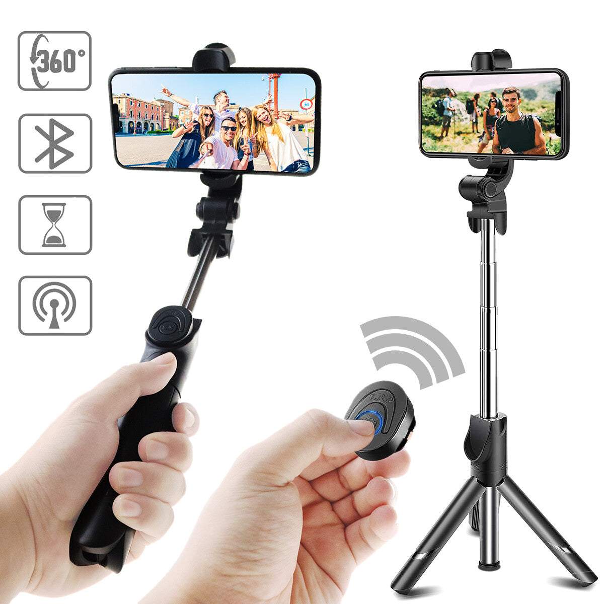 Selfie Stick Extendable Bluetooth Remote Shutter Tripod 360° Rotation for Phone