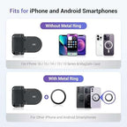 Black Magnetic Phone Camera Grip Handle with Wireless Shutter Remote and Magsafe compatibility for iPhone and Android phones