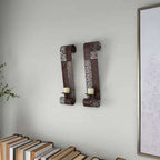Brown Metal Leaf Wall Sconce with Scroll Designs (2- Pack)