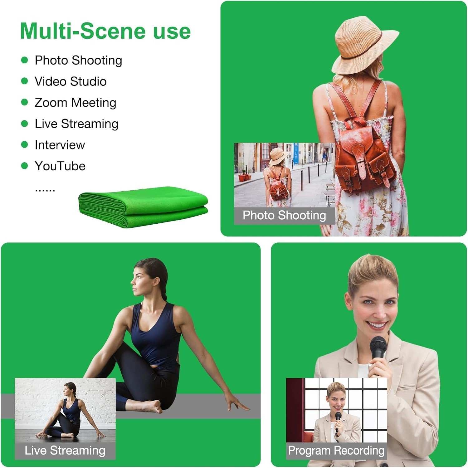 12 X 10 FT Large Green Screen Backdrop for Photography Green Screen Background
