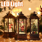 Festive Lighted Christmas Lantern with LED Lights, Lit Winter Scene with Santa Claus with Xmas List, Tree and Snow, Best Rustic Holiday Lanterns Decor for Cabin, Fireplace