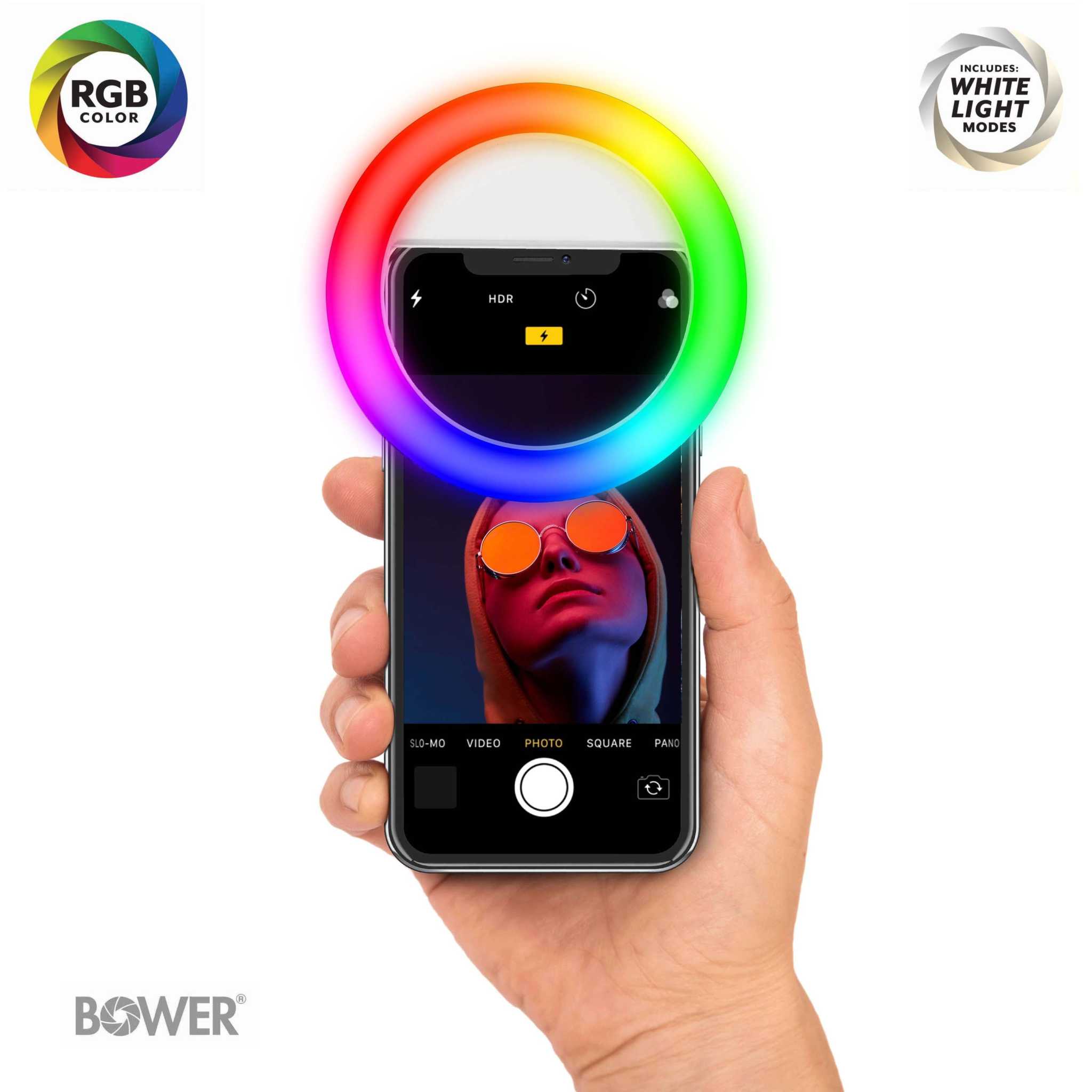 RGB Phone Clip LED Light for Selfies, Makeup Apply, and More; White