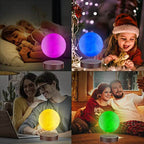 Levitating floating moon lamp with 16 color LED, wireless magnetic levitation and 360-degree rotation, 3D printed lunar surface night light for room decor