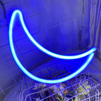 Blue Moon Neon Sign USB Battery Powered LED Wall Light for Bedroom and Party Decor