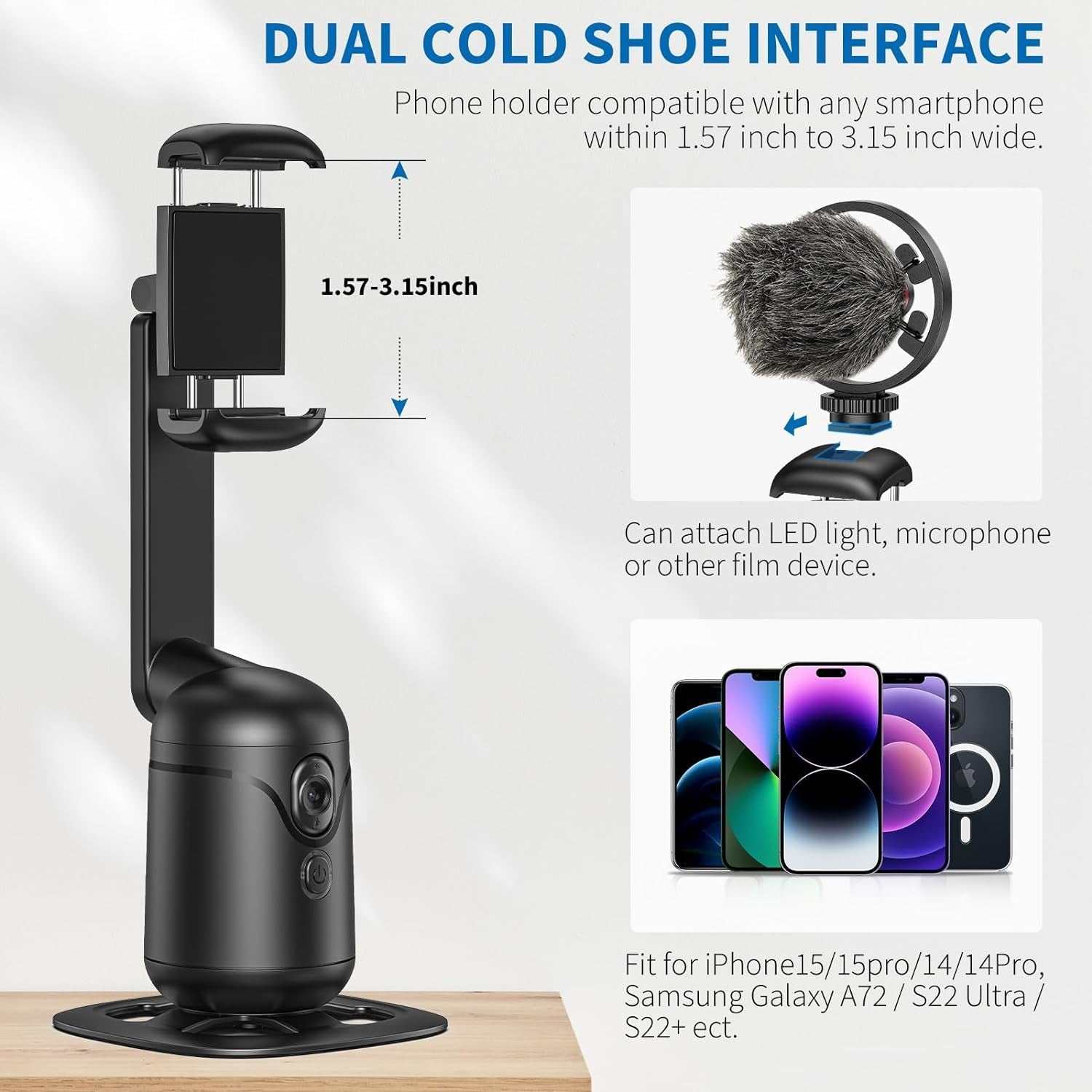 Auto Tracking Tripod 360° Rotation Phone Gimbal Stand W/Ai Face Follow Stabilize