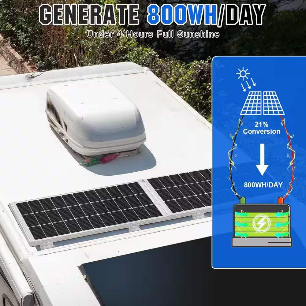 Power Your Adventures: 200W 12V/24V Solar Panel Kit with Monocrystalline Panels and 30A Charge Controller