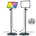 8" Creator LED RGB Light Kit 2-Pack W/ 32" Extendable Aluminum Stands , Perfect for Content Creation