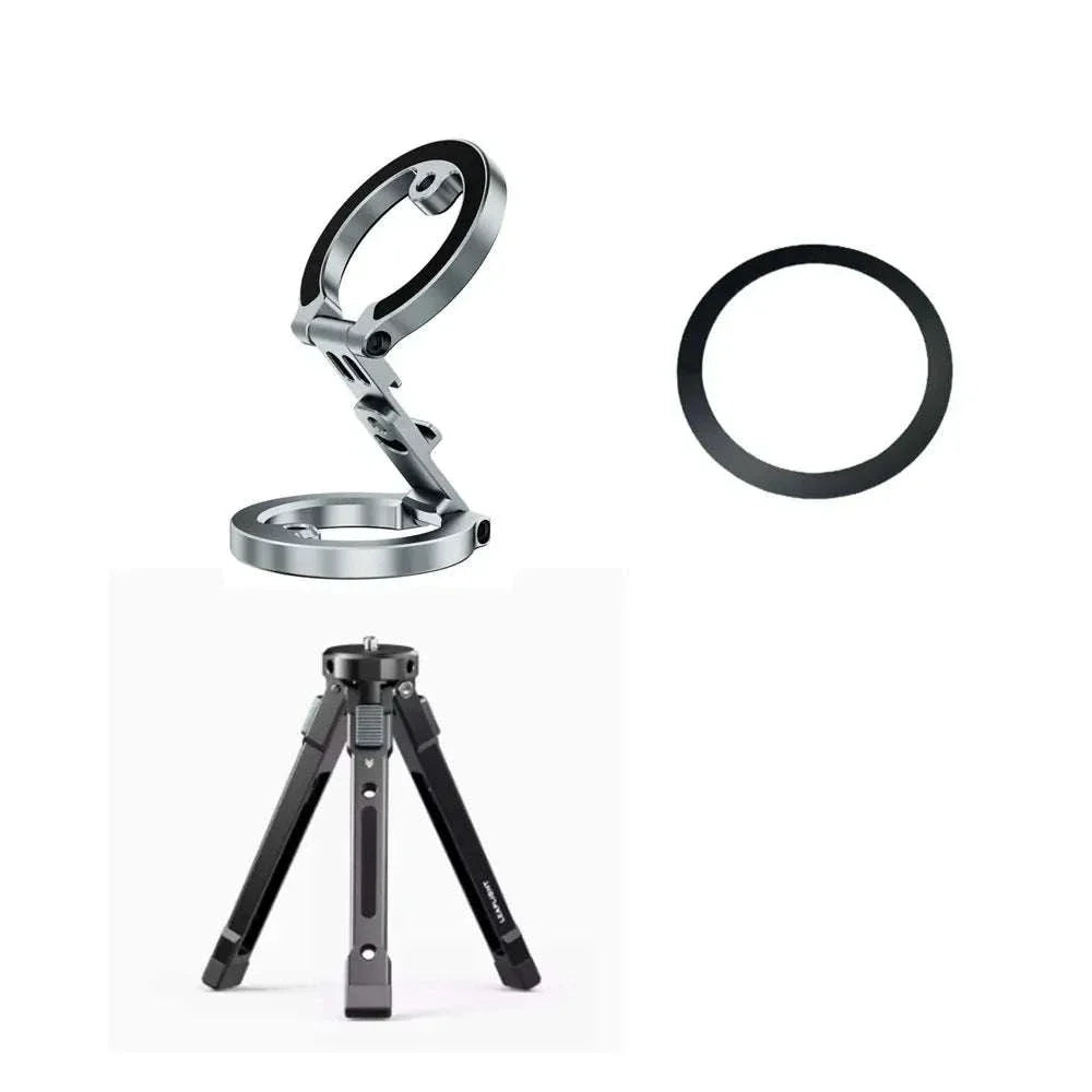 NEW Dual Magnetic Phone Holder 1/4" Screw Tripod Mount for Magsafe Iphone 16 15 14 13 12 Pro Max Android Gym Magnet Phone Stand