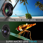 2 in 1 Professional Phone Camera Lens Kit clip-on for iPhone and Samsung smartphone with wide angle and macro lenses