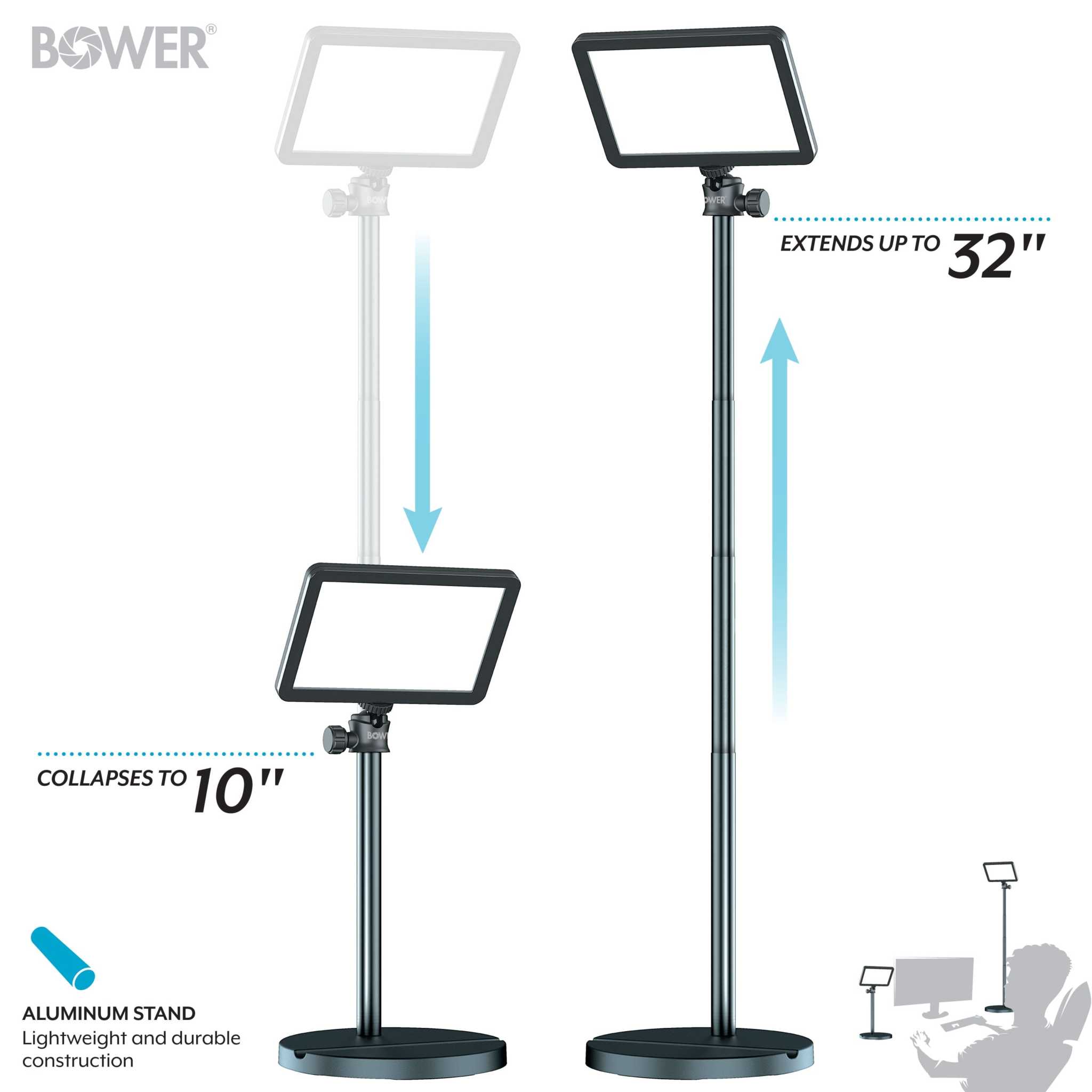 8" Creator LED RGB Light Kit 2-Pack W/ 32" Extendable Aluminum Stands , Perfect for Content Creation