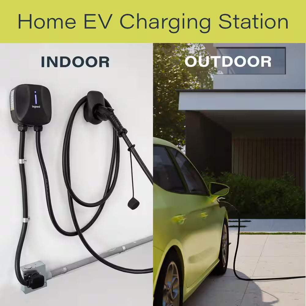 Plug-In 40 Amp 9.6Kw Level 2 EV Charger for Home, 14-50P Plug, Indoor/Outdoor, Black
