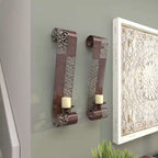Brown Metal Leaf Wall Sconce with Scroll Designs (2- Pack)