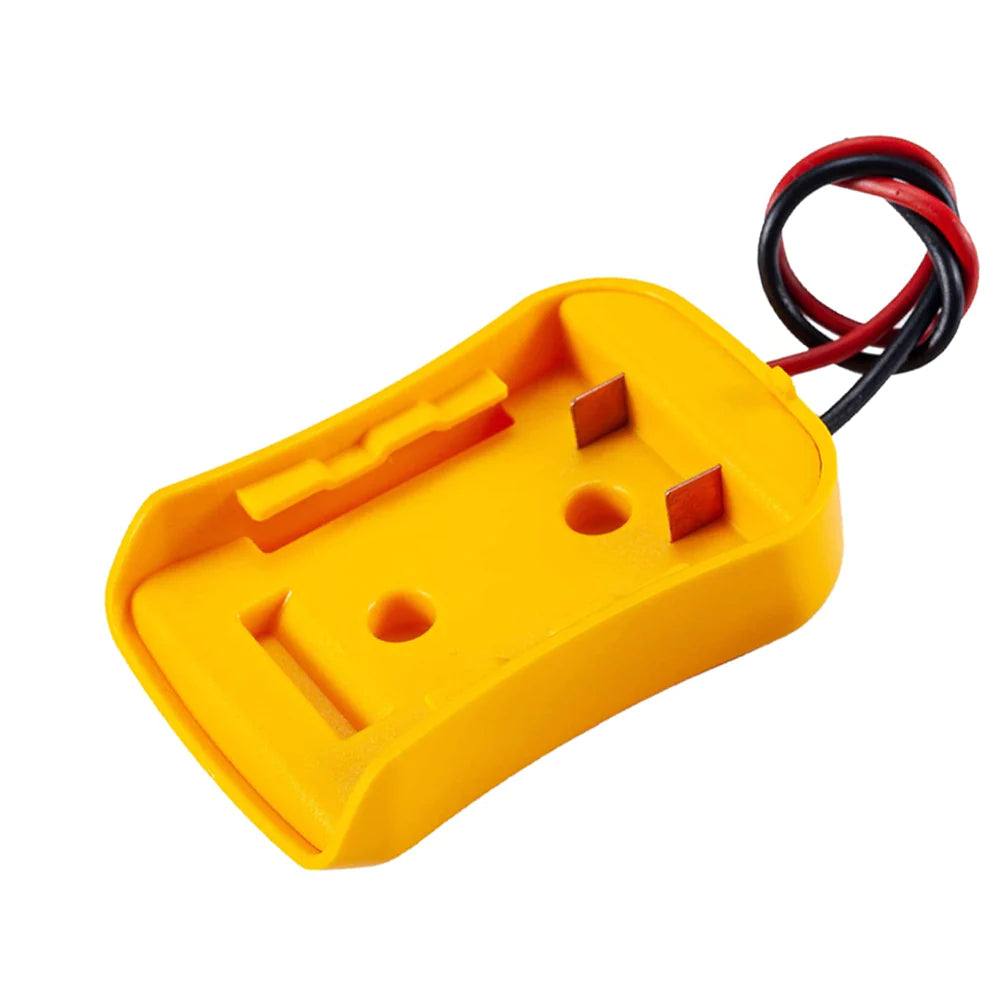 Power Connector DIY battery adapter holder dock for Dewalt 18V 20V Max battery with yellow ABS plastic casing and 12 AWG cables