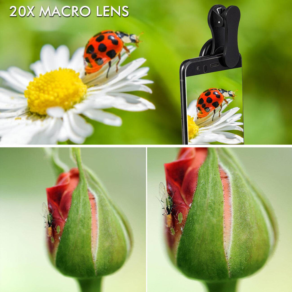 Professional 5K HD Phone Camera Photo Lens 20X Macro Lens Clip on Phone Kit Clip