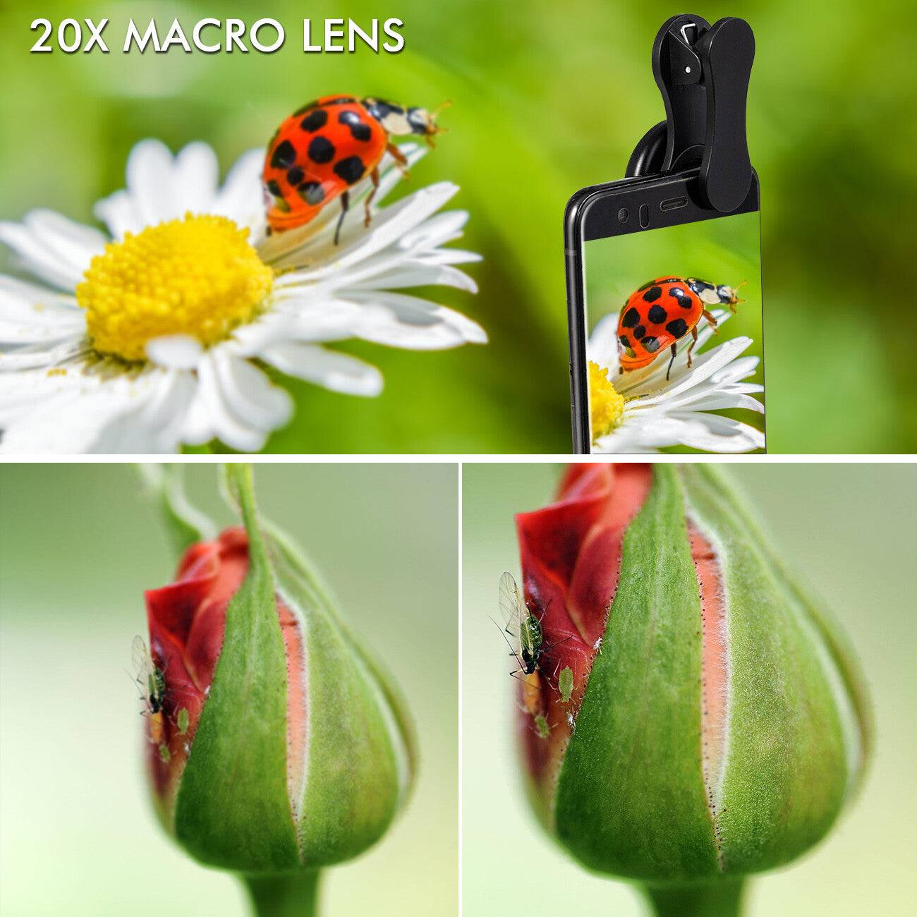 Professional 5K HD Phone Camera Photo Lens 20X Macro Lens Clip on Phone Kit Clip
