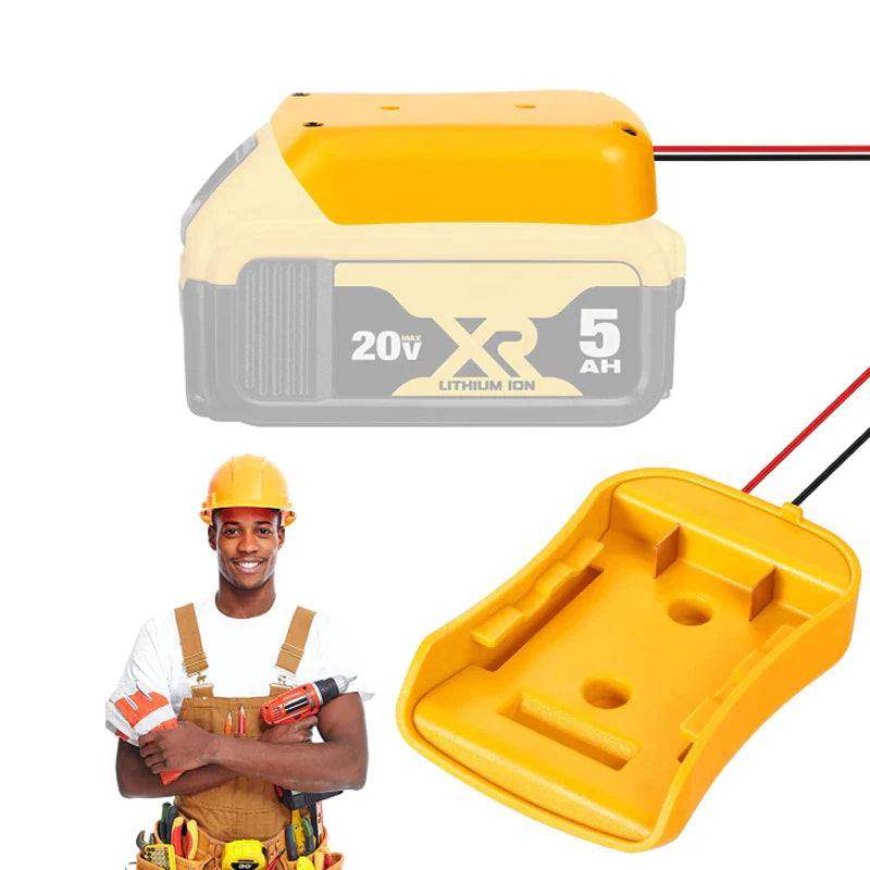 Power Connector DIY Battery Adapter Holder Dock for Dewalt 18V/20V Max Battery with yellow ABS plastic and 12 AWG cables