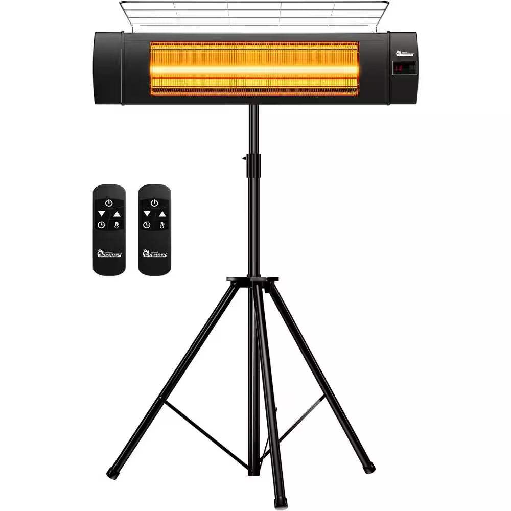 1500-Watt Indoor/Outdoor Carbon Infrared Patio Heater, with Tripod and Remote, Black