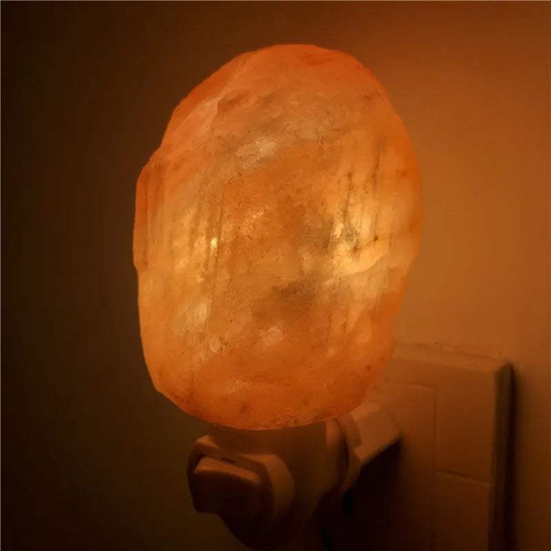 Himalayan Salt Lamp hand carved natural crystal night light with plug releasing negative ions and warm white glow