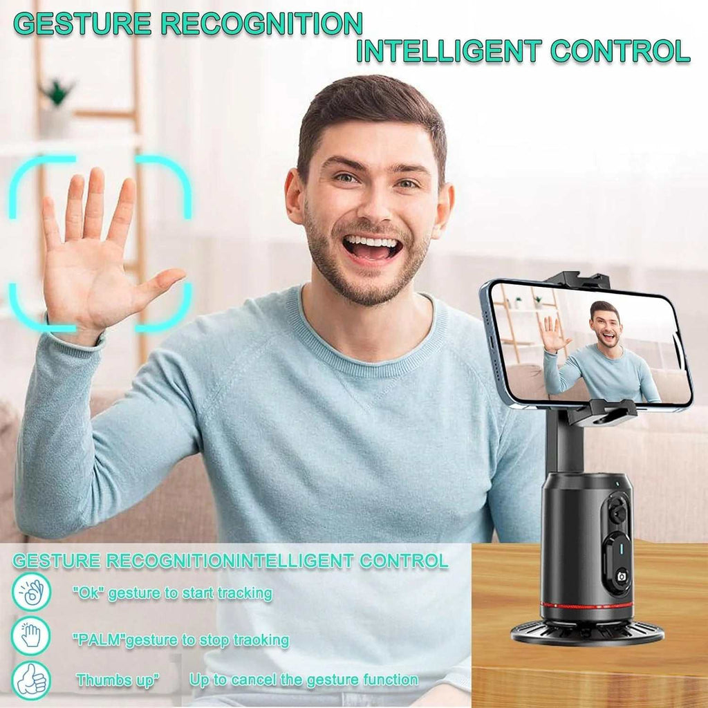 Trípode De Seguimiento Facial Automático, Soporte De Teléfono Con Seguimiento Automático Giratorio De 360° AI Smarts, No Se Requiere Aplicación, Soporte De Cámara Con Control Remoto Y Luces De Relleno RGB, Soporte De Disparo Recargable Para Grabación De Video En Vivo Tiktok