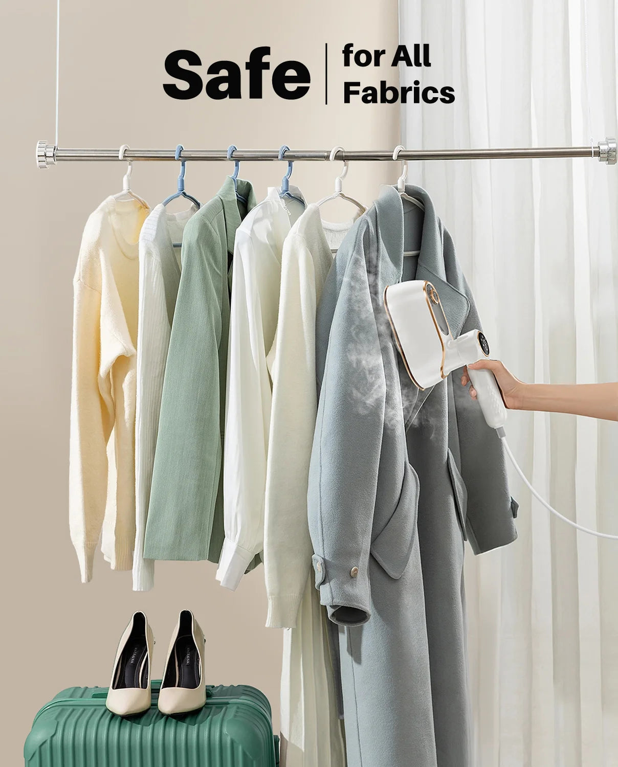 Travel Steamer Iron for Clothes, 1200W Portable Handheld Steamer Iron 4Mode with LCD Display 10S Fast Heating 180° Swivel Handle Powerful Wrinkle Remover, Garment Steamer for Home, Dorm