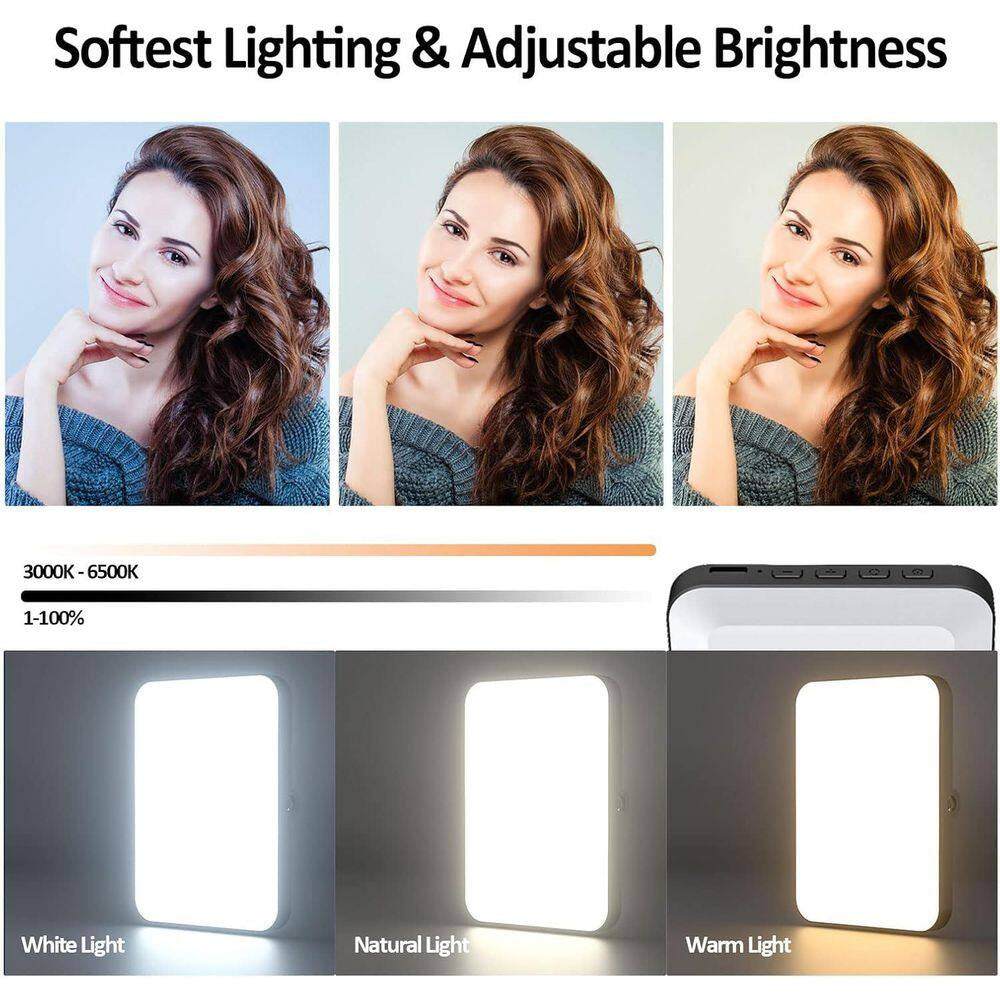Rechargeable Selfie and Phone Light Clip with Adjustable Brightness for Makeup, Tiktok, Live Streaming Black