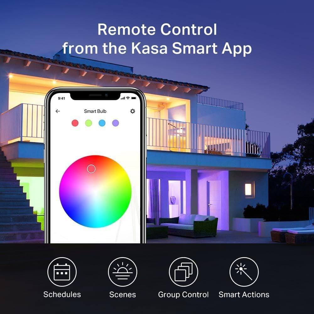 Kasa Smart Wifi Bulbs A19 9W – 16 Million Colors + Warm/Cool White, Alexa/Google