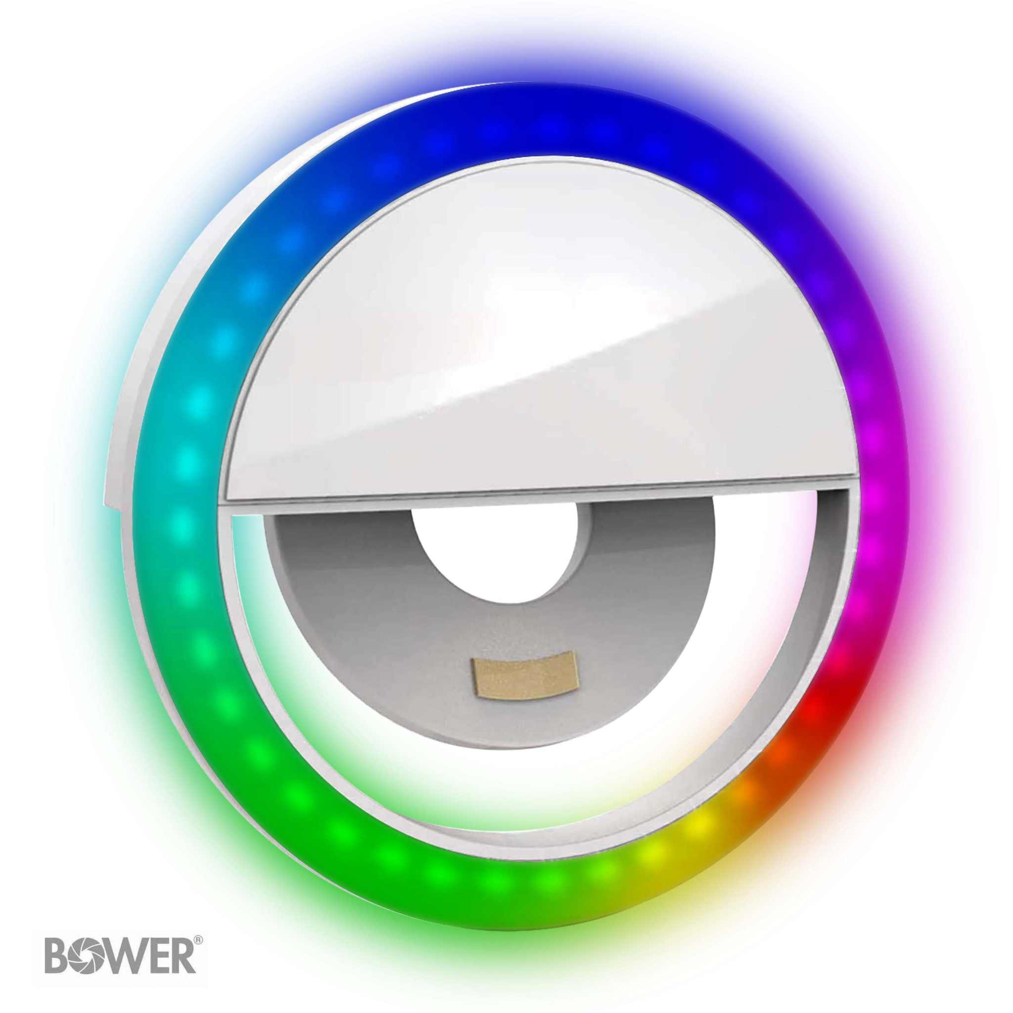 RGB Phone Clip LED Light for Selfies, Makeup Apply, and More; White